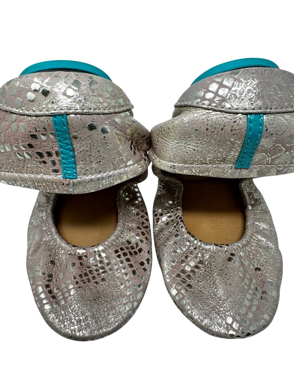 Tieks by Gavrieli Romantic Blush metallic leather ballet flats Size 9 EUC